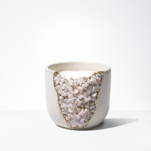 Geode Heart Crystal Candle Opal (White)